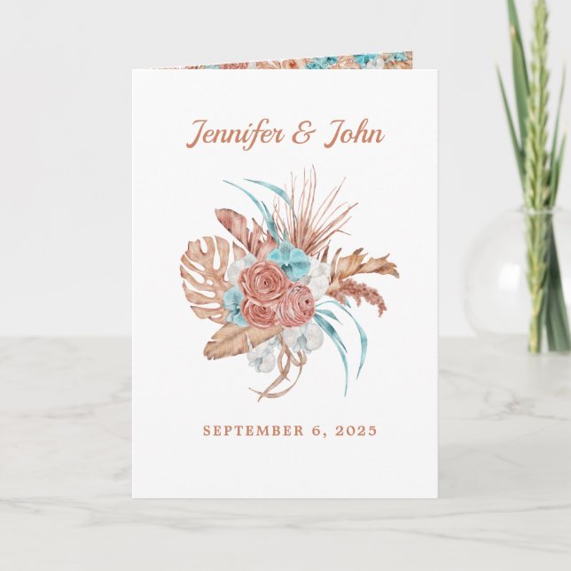 Watercolor Boho Terracotta Floral Autumn Wedding   Invitation (Front)