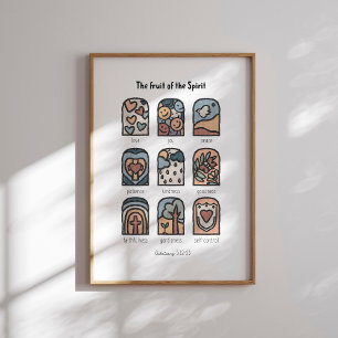 Watercolor boho the fruit of the spirit poster