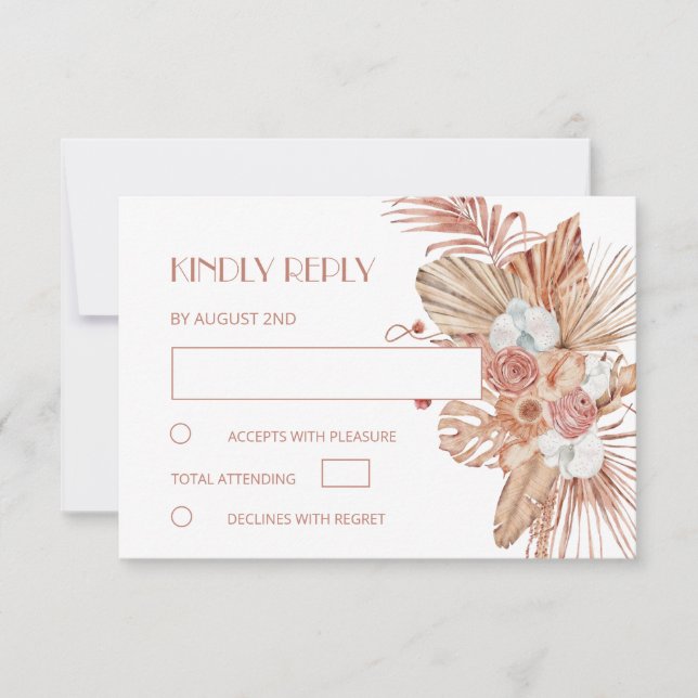 Watercolor Boho Wedding RSVP Card (Front)