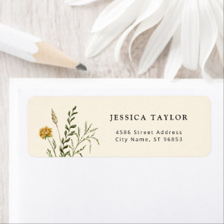 Watercolor Boho Wildflower Return Address Label