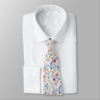 Watercolor Boho Wildflowers Neck Tie