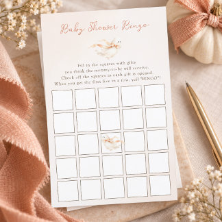 Watercolor Boo Bow Cute Baby Shower Bingo Game