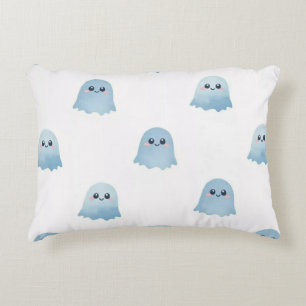 Watercolor Boo Ghost Brushed Polyester Fabric Accent Pillow