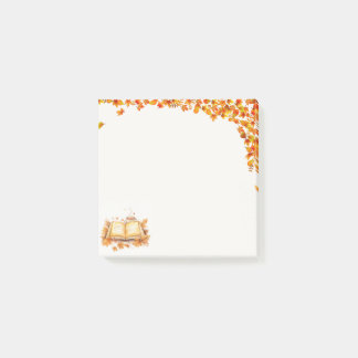 Watercolor Book and Tea, Cozy Autumn Post-it Notes