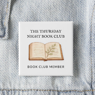 Watercolor Book Club Name Personalized Gift 2 Inch Square Button