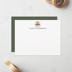 Watercolor Book Lover Dragon Personalized Card