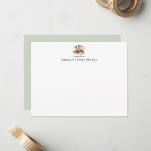 Watercolor Book Lover Dragon Personalized Card