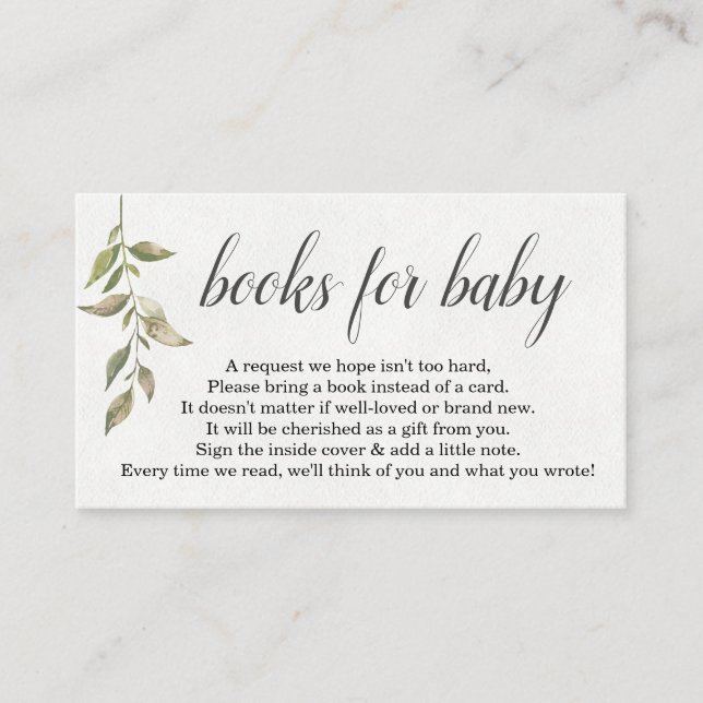 Watercolor Book Request for Baby Shower Invitation (Front)