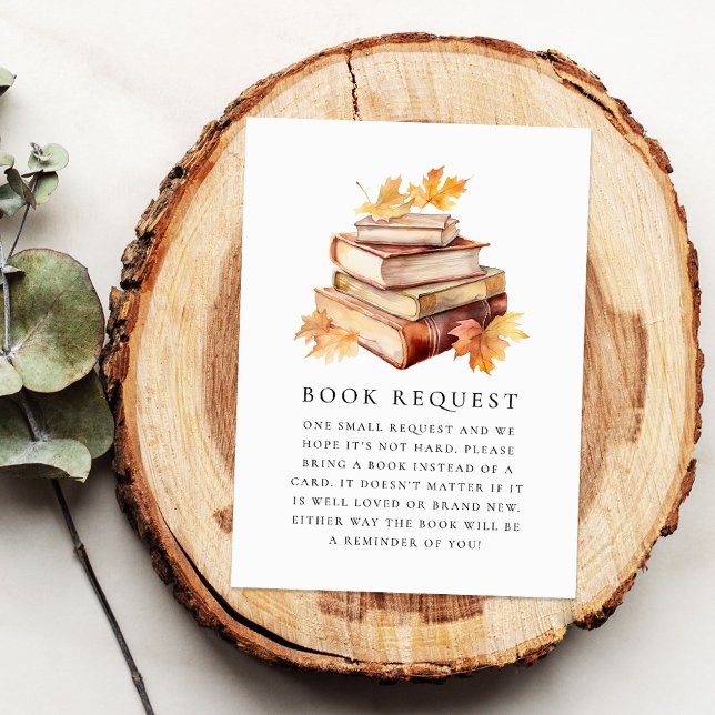 Watercolor Books Fall Baby Shower Book Request Enclosure Card (Creator Uploaded)