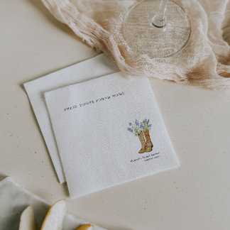 Watercolor Boots Bridal Shower Napkin