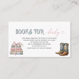   Watercolor Boots or Bows baby shower books for b Enclosure Card