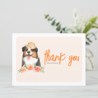 Watercolor Border Collie Peach Flowers Birthday