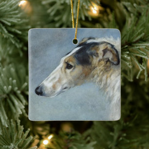 Watercolor Borzoi Christmas Ornament
