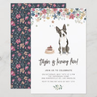 Watercolor Boston Terrier Dog Birthday Invitation