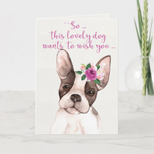 Watercolor Boston Terrier Dog Bonne carte d'annive