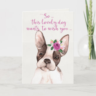 Watercolor Boston Terrier Dog Bonne carte d'annive