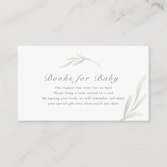 Watercolor Botanical Baby Shower Book Request Enclosure Card (Front)