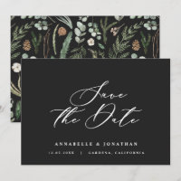 Watercolor botanical black elegant script save the