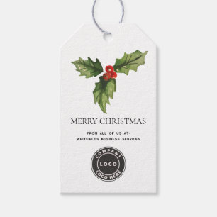 Watercolor Botanical Business Logo Merry Christmas Gift Tags