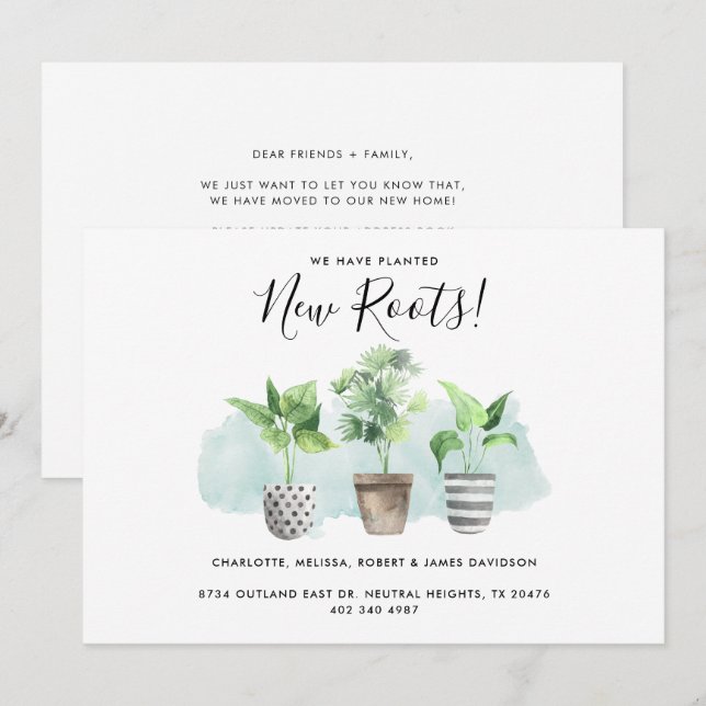 Watercolor Botanical Change of Address Moving Announcement (Front/Back)