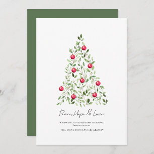 Watercolor Botanical Corporate Modern Tree Holiday Card