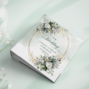 Watercolor Botanical Dusty Green Wedding Memory Al Binder