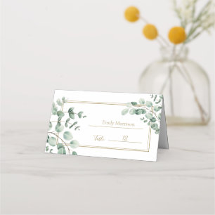 Watercolor Botanical Eucalyptus Greenery Wedding Place Card