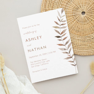 Watercolor Botanical Eucalyptus Leaf Stem Wedding Invitation