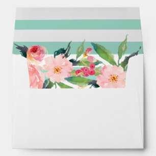 Watercolor Botanical Floral Mini Stripes for 5x7 Envelopes