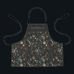 Watercolor botanical floral moody black modern apr apron<br><div class="desc">Watercolor botanical floral moody black modern personalized apron gift. Elegant classy on trend design.</div>