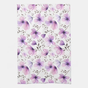 Watercolor Botanical Floral Pattern Kitchen Towel