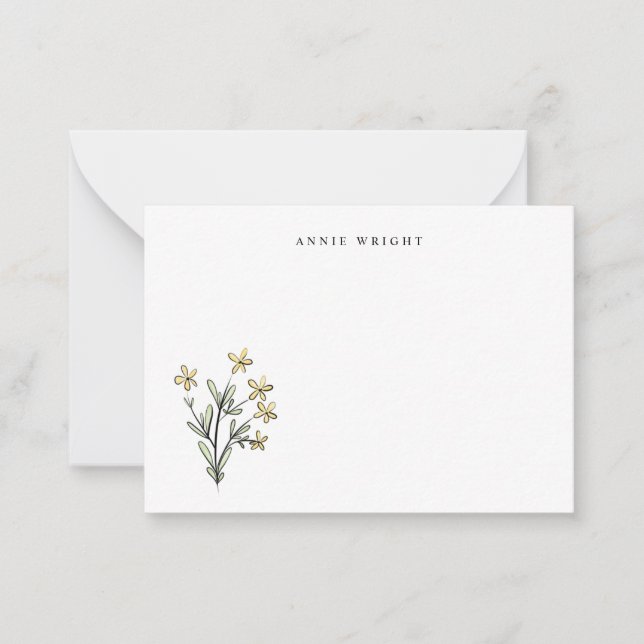 Watercolor Botanical Floral Personalize Stationery Card (Front)