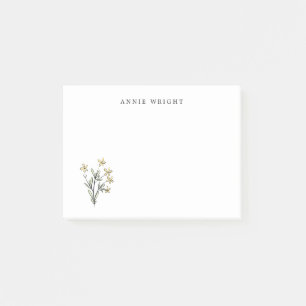 Watercolor Botanical Floral Personalize Stationery Post-it Notes