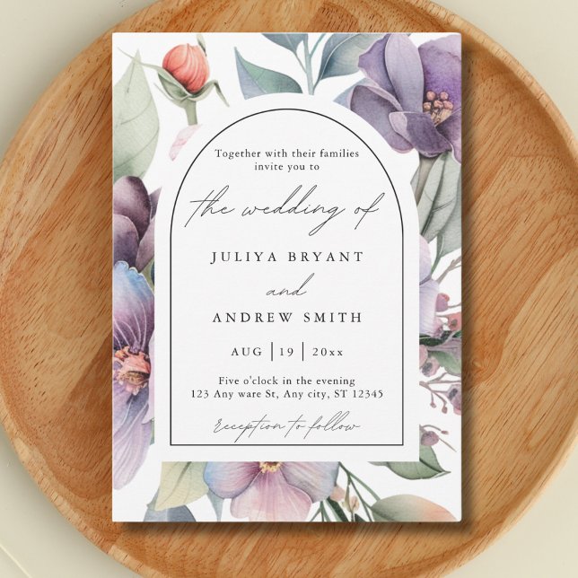 Watercolor botanical floral script Wedding  Invitation (Creator Uploaded)