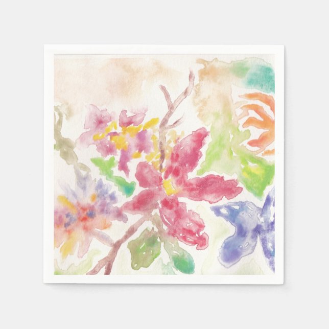 Watercolor Botanical Flowers Garden Bloom Charming Napkin (Front)