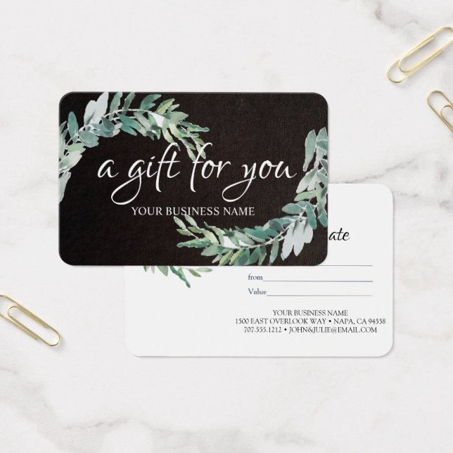 Watercolor botanical Foliage Gift Certificate (Office)
