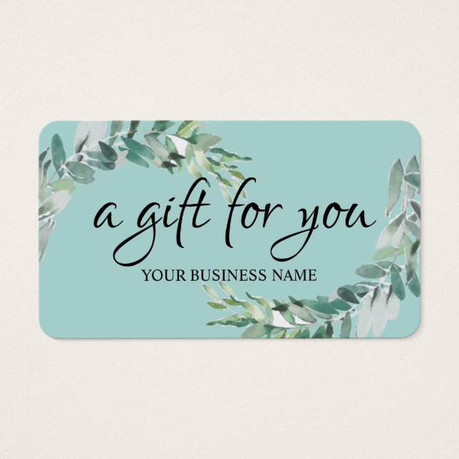Watercolor botanical Foliage Gift Certificate (Front)
