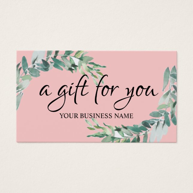Watercolor botanical Foliage Gift Certificate (Front)