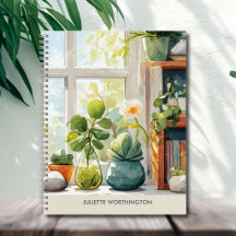 Watercolor Botanical Garden Personalized Notebook
