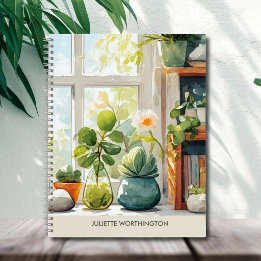 Watercolor Botanical Garden Personalized Notebook