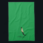 Watercolor botanical green initial monogram kitchen towel<br><div class="desc">Add a personal touch to your kitchen with this lovely green towel! Made from super-absorbent fabric, it's perfect for all your kitchen needs. What makes it extra special? It's personalized with your initial and full name in a beautiful monogram, surrounded by sweet red and white watercolor flowers. It's not just...</div>