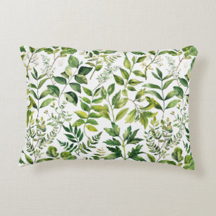 Watercolor Botanical Green leaves  Accent Pillow