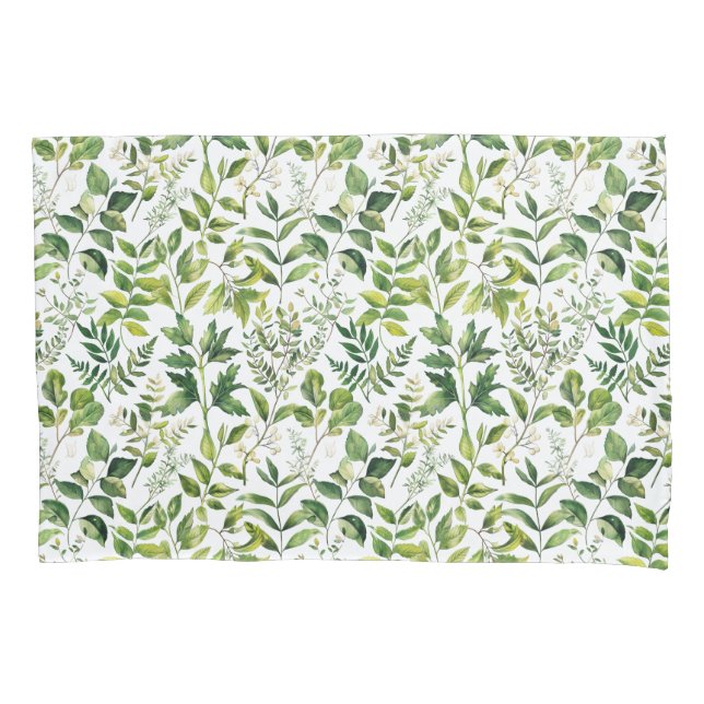 Watercolor Botanical Green leaves  Pillowcase (Front)