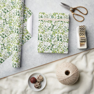 Watercolor Botanical Green leaves  Wrapping Paper