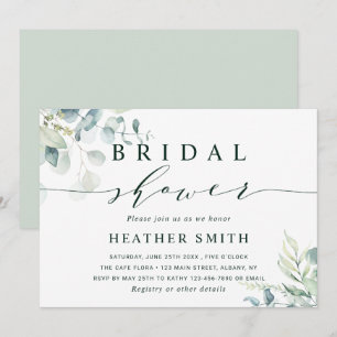 Watercolor Botanical Greenery Bridal Shower Invitation