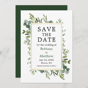 Watercolor Botanical Greenery Eucalyptus Leaves Save The Date