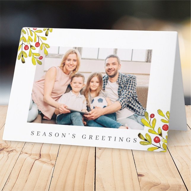 Watercolor Botanical Greenery Foliage Christmas Holiday Card (Creator Uploaded)