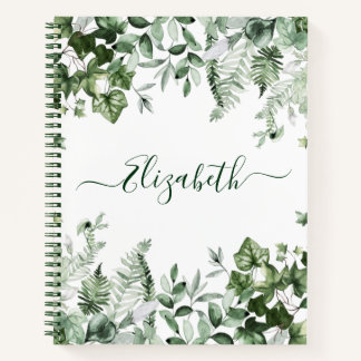 Watercolor Botanical Greenery Ivy Ferns Sage Notebook