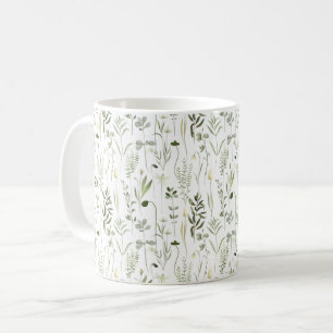Watercolor Botanical Greenery Pattern Coffee Mug