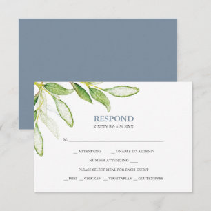 Watercolor Botanical Greenery Reply RSVP Cards